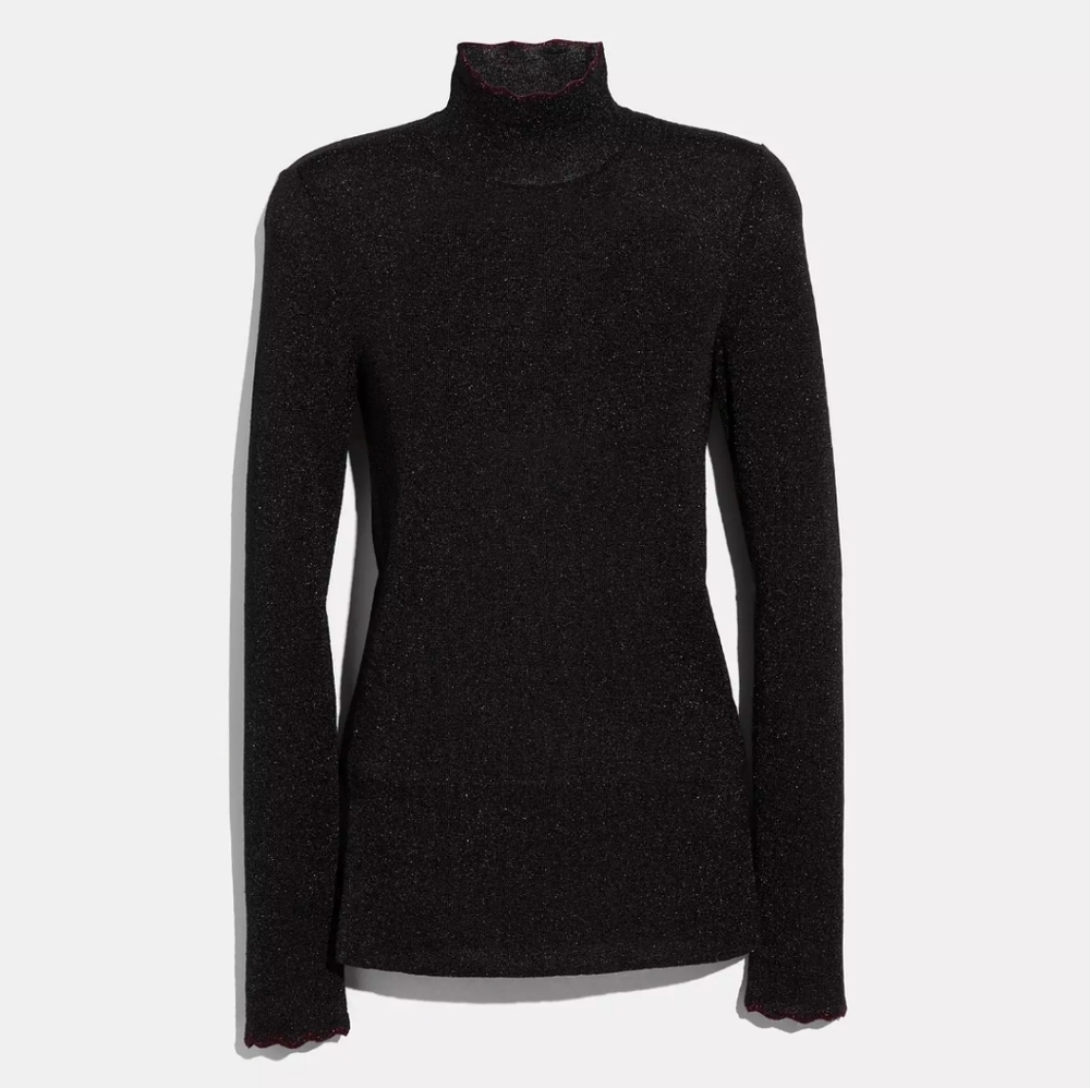 NWT 1941 Coach Black Lurex Turtleneck  Size XS